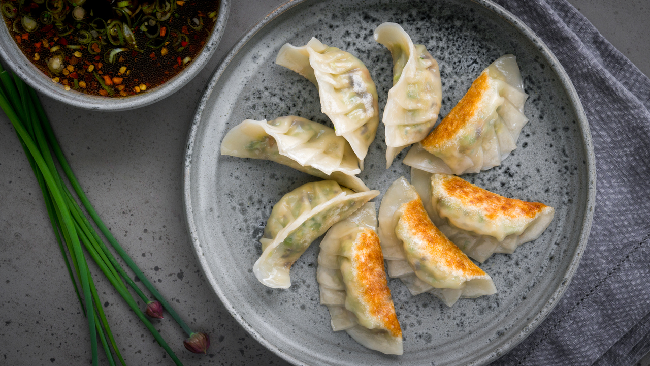 Swich Recipes Edamame & Roasted Shiitake Mushroom Gyozas
